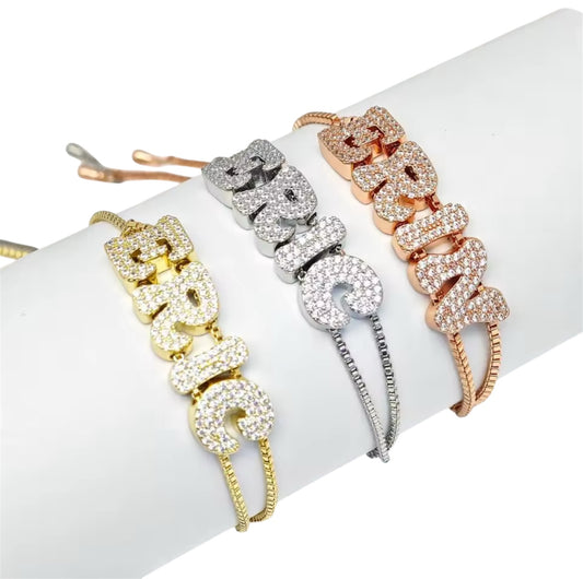 Chunky Bubble Letter Bracelet