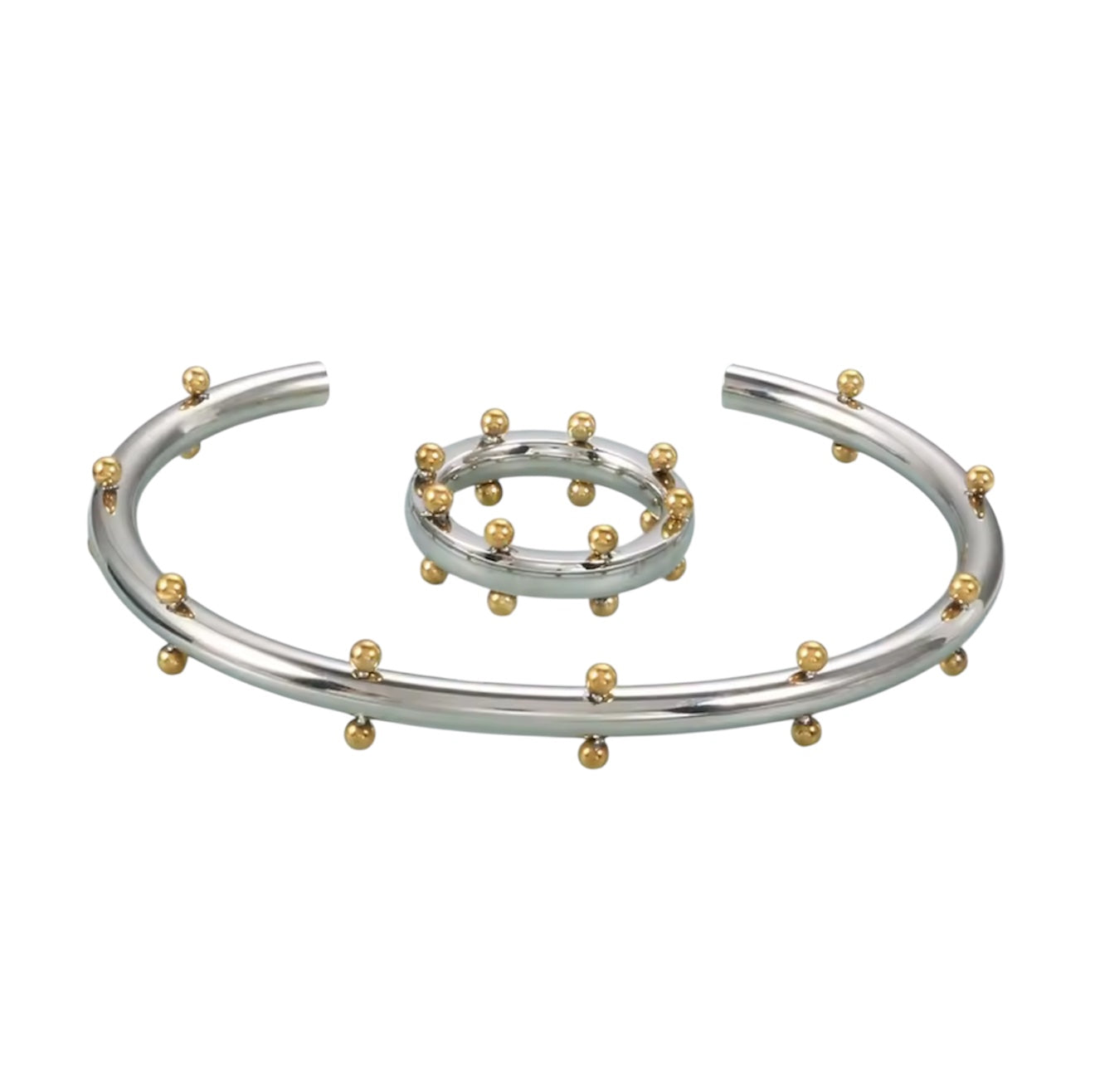 Studded Bracelet and Ring Set